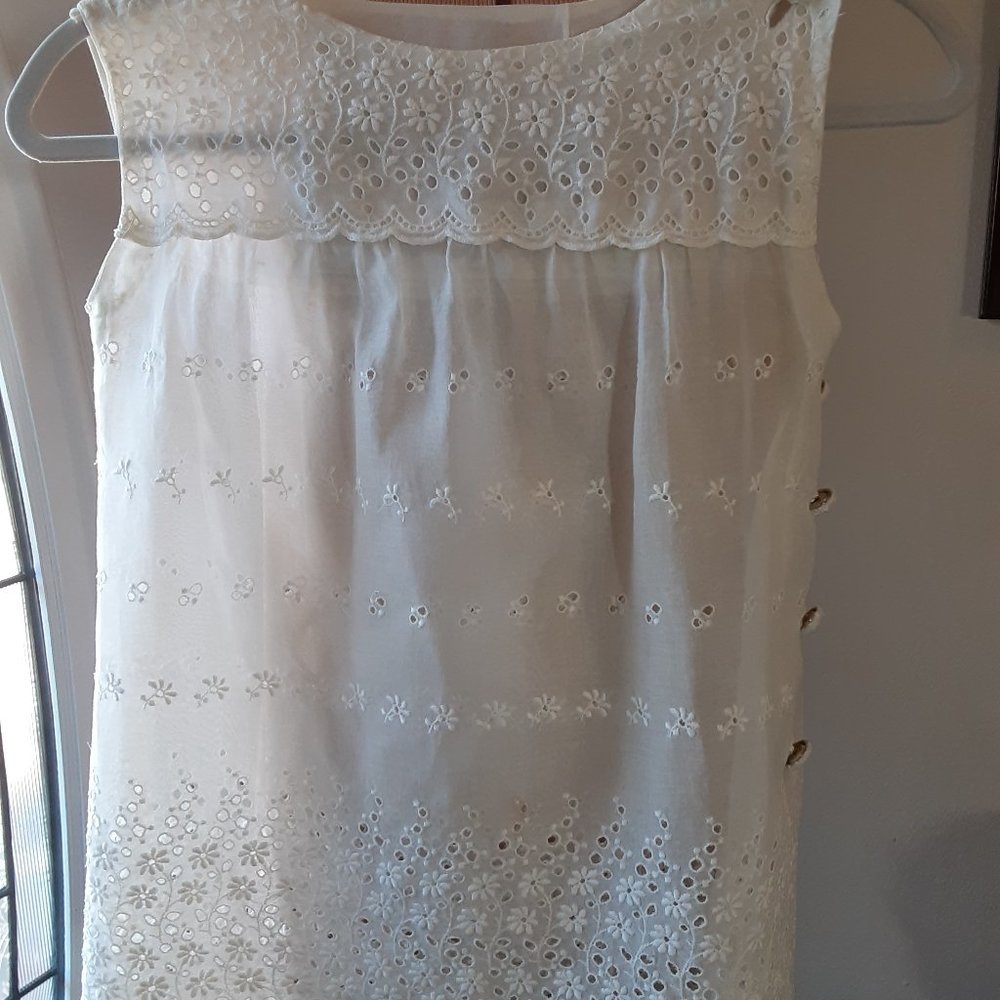 True Vintage White BLOUSE TOP Side Button Small